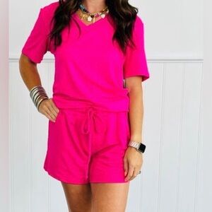 Shirley and Stone - Hot Pink Sleepwear, Pajamas Lounge Set - Womans XS
